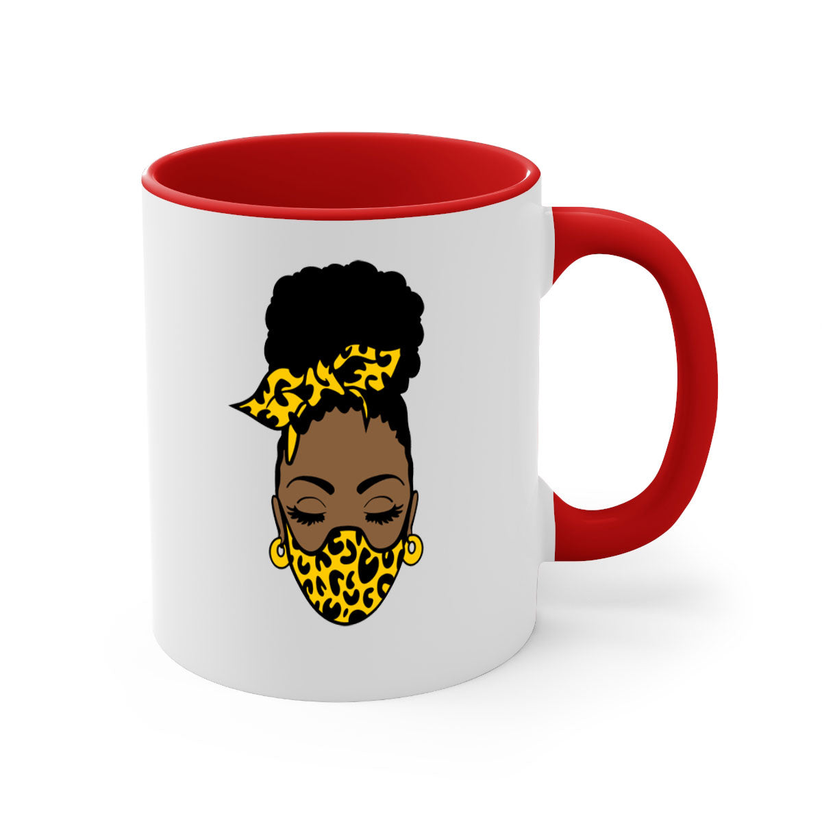 Black Women - Queen Mug featuring a glossy finish with a colored handle and interior, available in multiple colors.