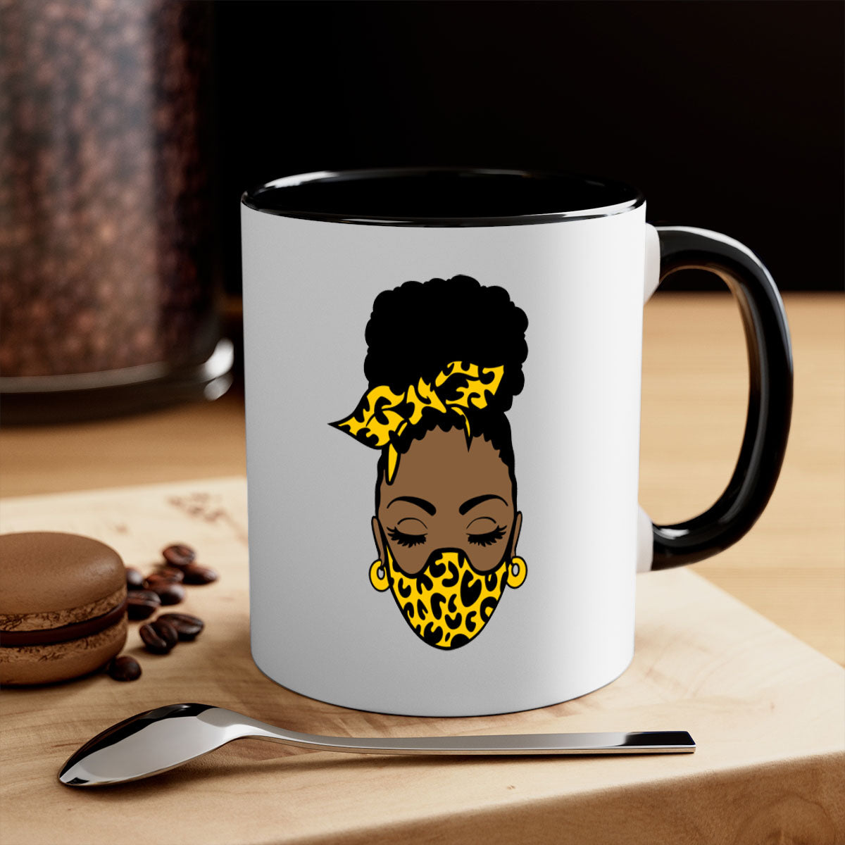 Black Women - Queen Mug featuring a glossy finish with a colored handle and interior, available in multiple colors.