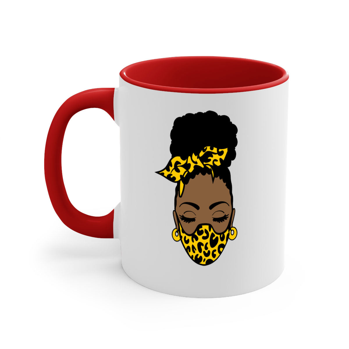 Black Women - Queen Mug featuring a glossy finish with a colored handle and interior, available in multiple colors.