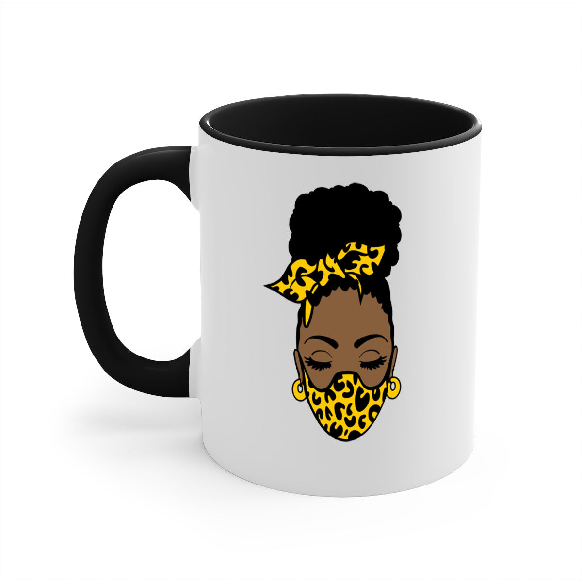 Black Women - Queen Mug featuring a glossy finish with a colored handle and interior, available in multiple colors.