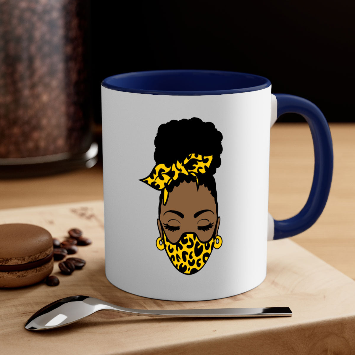 Black Women - Queen Mug featuring a glossy finish with a colored handle and interior, available in multiple colors.