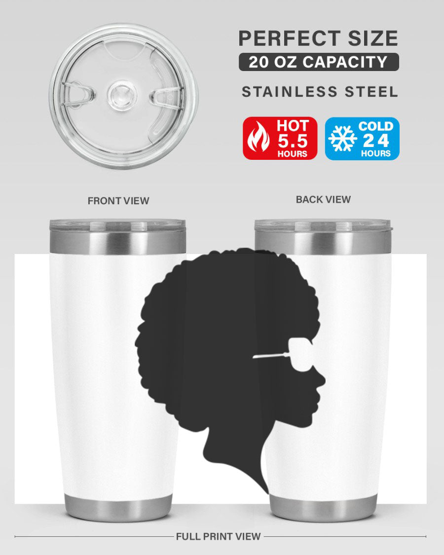 Black Women - Queen Tumbler featuring a stylish design, double wall vacuum insulation, and a press-in lid, perfect for hot and cold beverages.