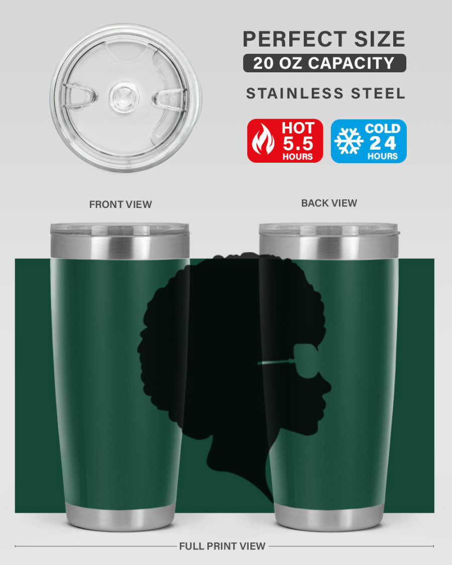 Black Women - Queen Tumbler featuring a stylish design, double wall vacuum insulation, and a press-in lid, perfect for hot and cold beverages.