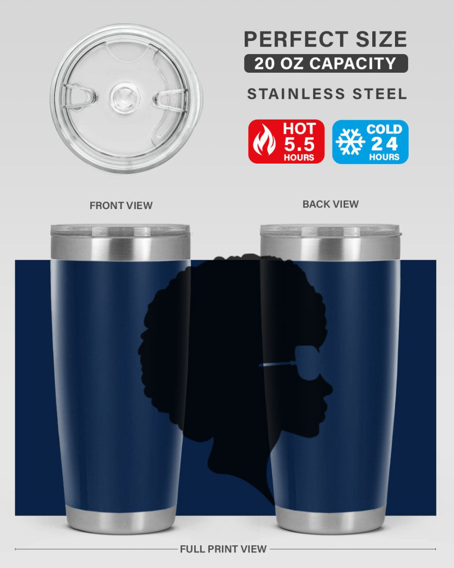 Black Women - Queen Tumbler featuring a stylish design, double wall vacuum insulation, and a press-in lid, perfect for hot and cold beverages.