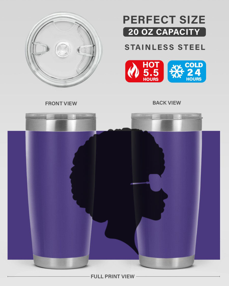 Black Women - Queen Tumbler featuring a stylish design, double wall vacuum insulation, and a press-in lid, perfect for hot and cold beverages.