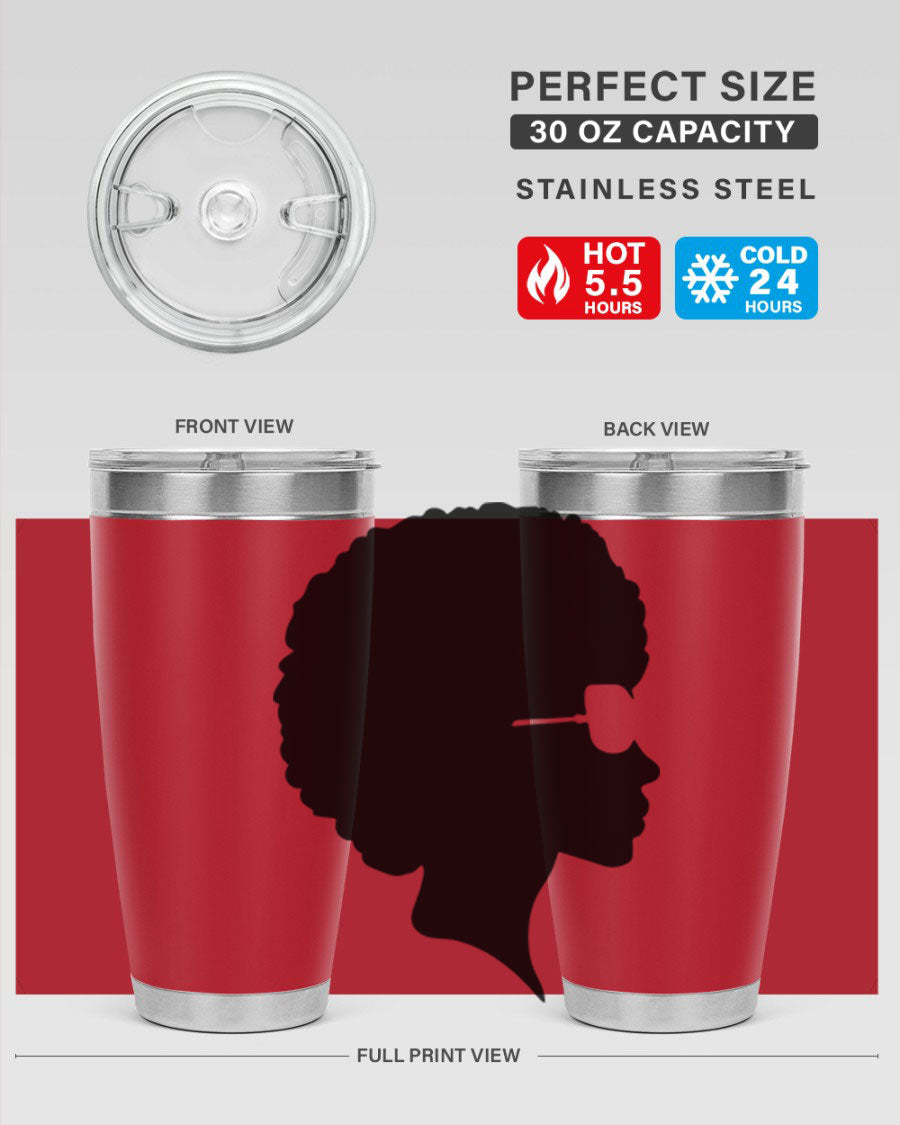 Black Women - Queen Tumbler featuring a stylish design, double wall vacuum insulation, and a press-in lid, perfect for hot and cold beverages.