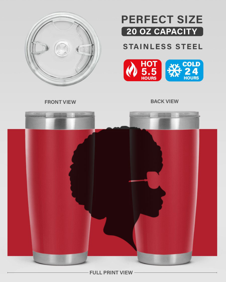 Black Women - Queen Tumbler featuring a stylish design, double wall vacuum insulation, and a press-in lid, perfect for hot and cold beverages.