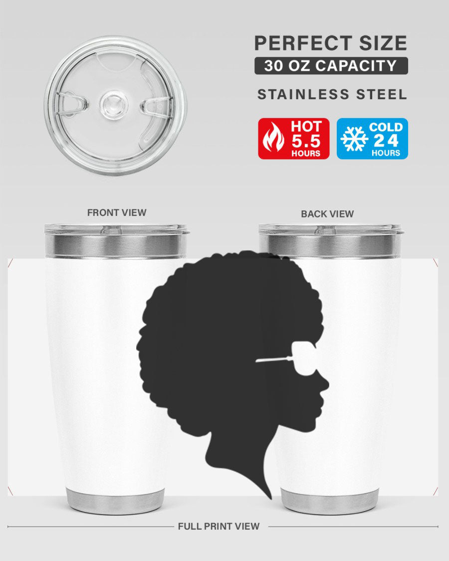 Black Women - Queen Tumbler featuring a stylish design, double wall vacuum insulation, and a press-in lid, perfect for hot and cold beverages.