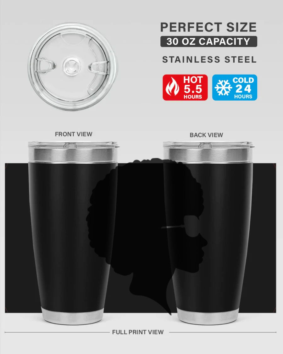 Black Women - Queen Tumbler featuring a stylish design, double wall vacuum insulation, and a press-in lid, perfect for hot and cold beverages.