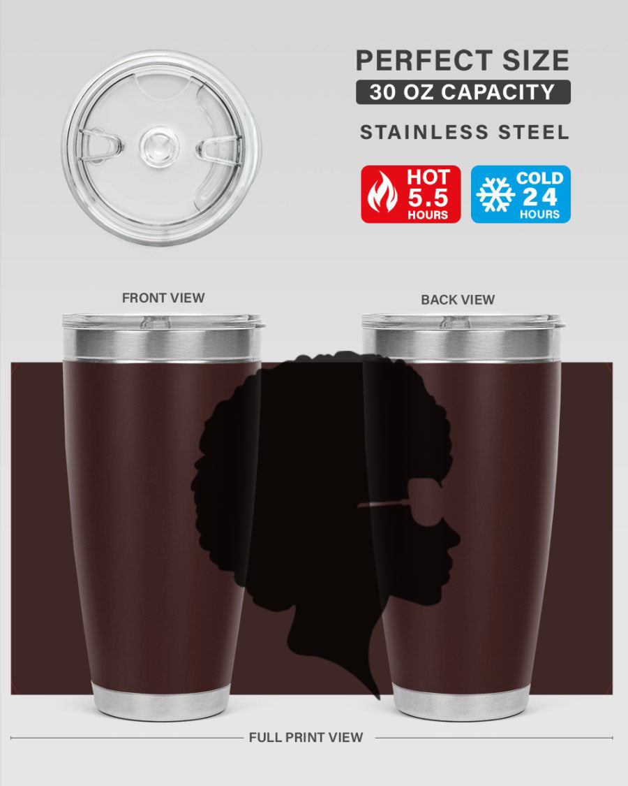 Black Women - Queen Tumbler featuring a stylish design, double wall vacuum insulation, and a press-in lid, perfect for hot and cold beverages.