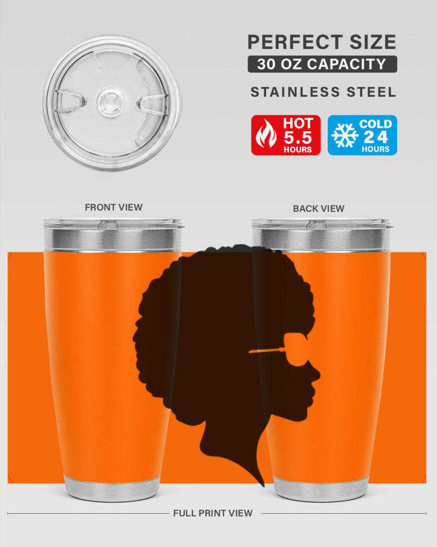 Black Women - Queen Tumbler featuring a stylish design, double wall vacuum insulation, and a press-in lid, perfect for hot and cold beverages.