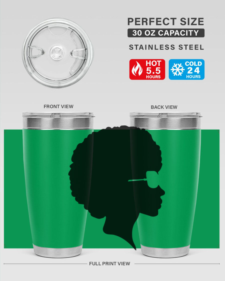 Black Women - Queen Tumbler featuring a stylish design, double wall vacuum insulation, and a press-in lid, perfect for hot and cold beverages.