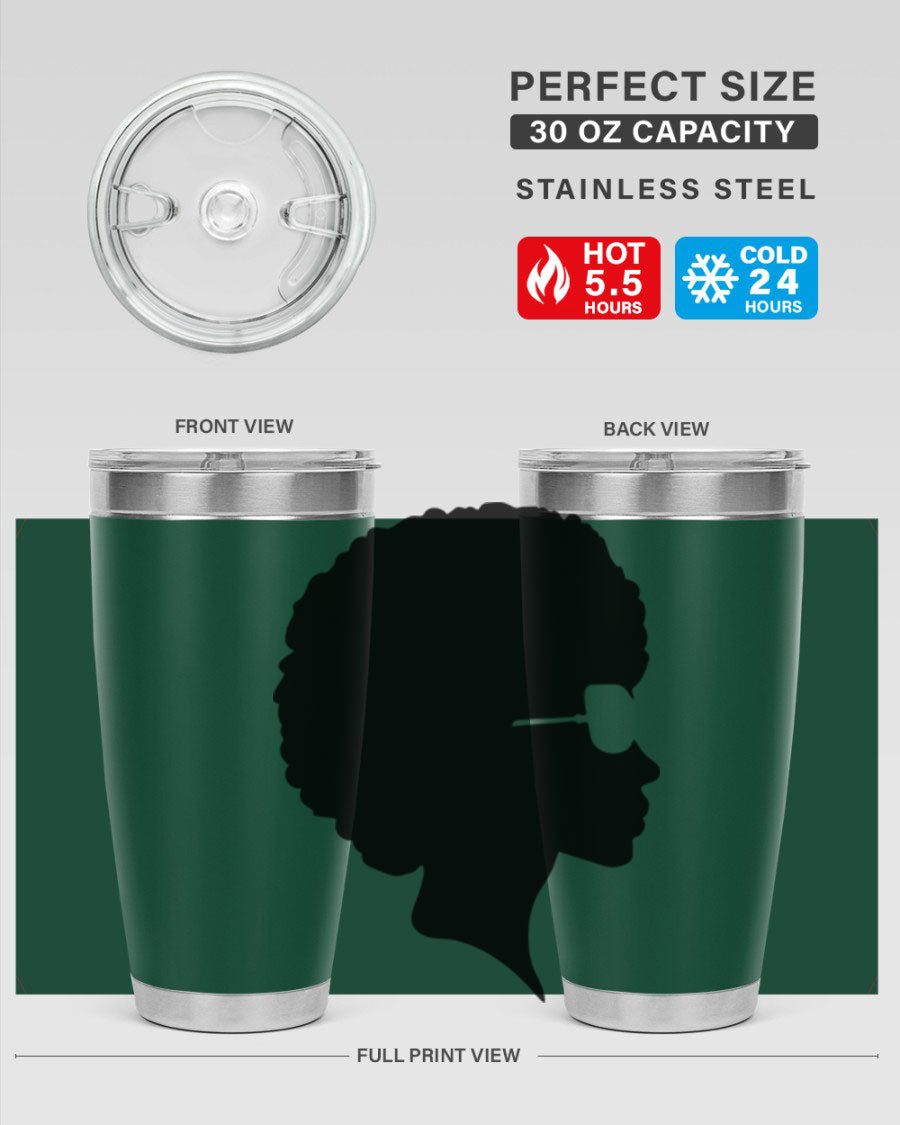 Black Women - Queen Tumbler featuring a stylish design, double wall vacuum insulation, and a press-in lid, perfect for hot and cold beverages.