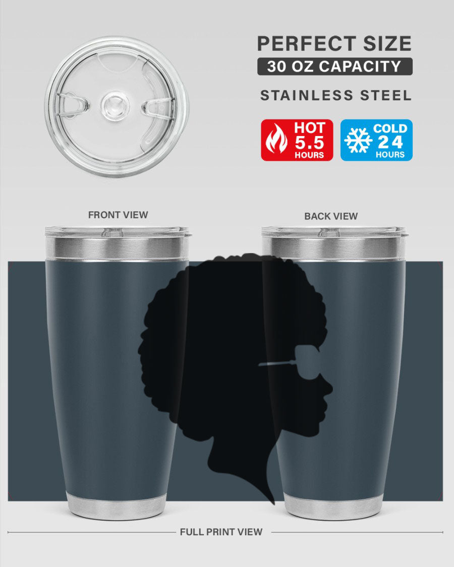 Black Women - Queen Tumbler featuring a stylish design, double wall vacuum insulation, and a press-in lid, perfect for hot and cold beverages.