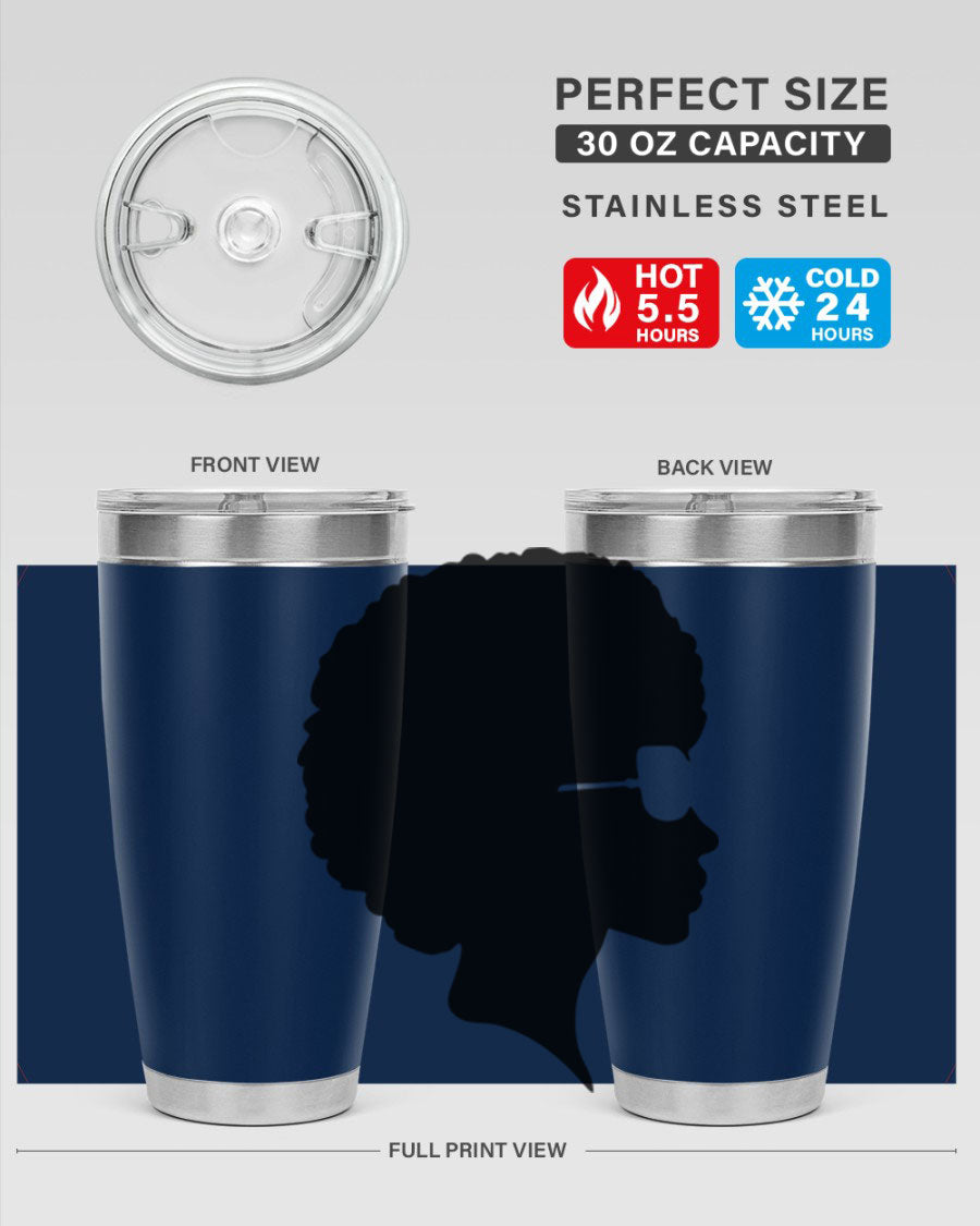 Black Women - Queen Tumbler featuring a stylish design, double wall vacuum insulation, and a press-in lid, perfect for hot and cold beverages.