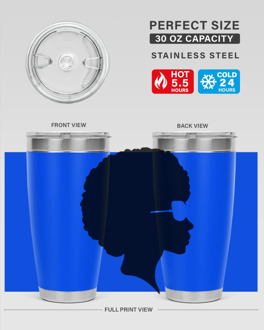 Black Women - Queen Tumbler featuring a stylish design, double wall vacuum insulation, and a press-in lid, perfect for hot and cold beverages.