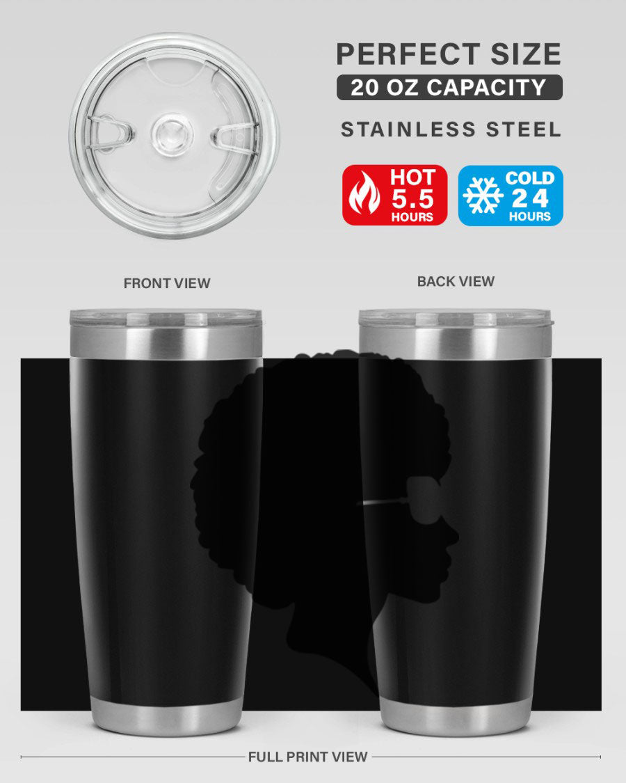 Black Women - Queen Tumbler featuring a stylish design, double wall vacuum insulation, and a press-in lid, perfect for hot and cold beverages.