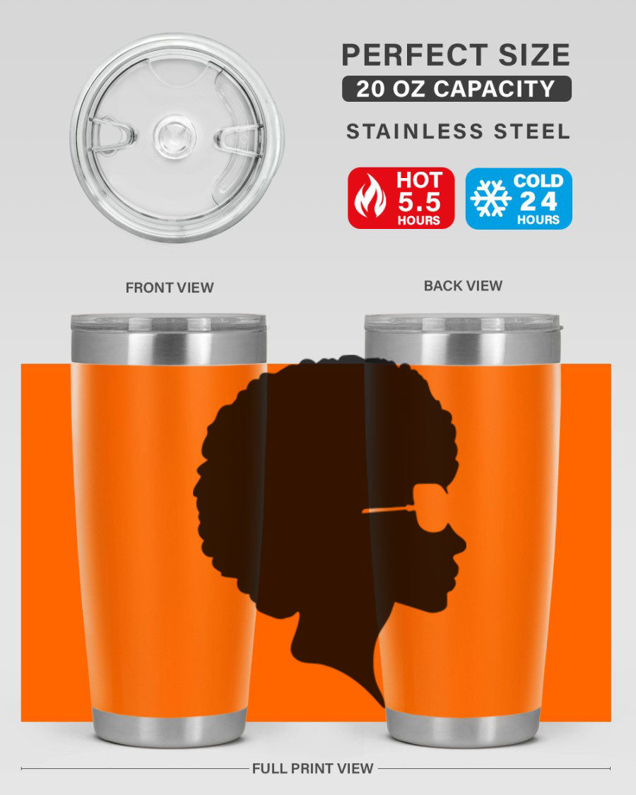 Black Women - Queen Tumbler featuring a stylish design, double wall vacuum insulation, and a press-in lid, perfect for hot and cold beverages.