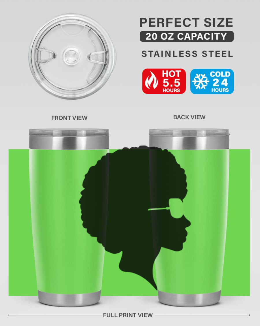 Black Women - Queen Tumbler featuring a stylish design, double wall vacuum insulation, and a press-in lid, perfect for hot and cold beverages.