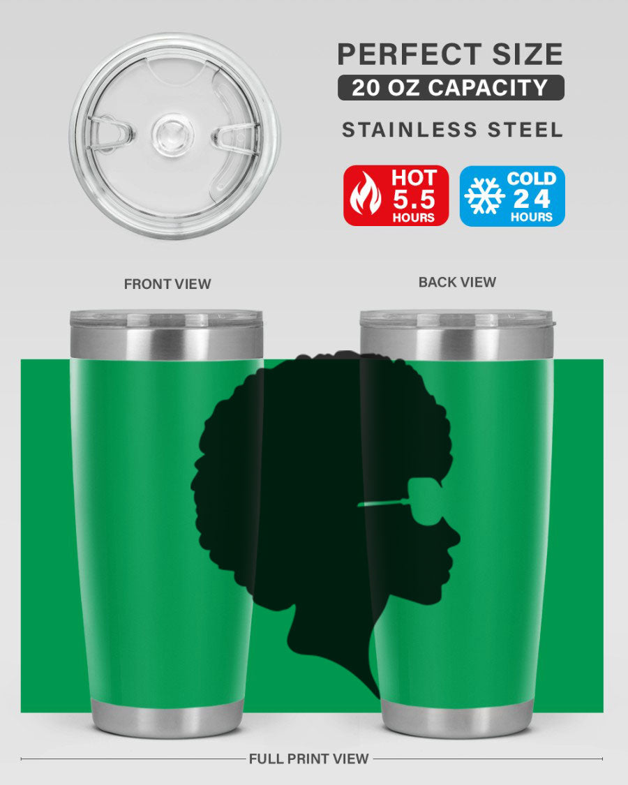 Black Women - Queen Tumbler featuring a stylish design, double wall vacuum insulation, and a press-in lid, perfect for hot and cold beverages.