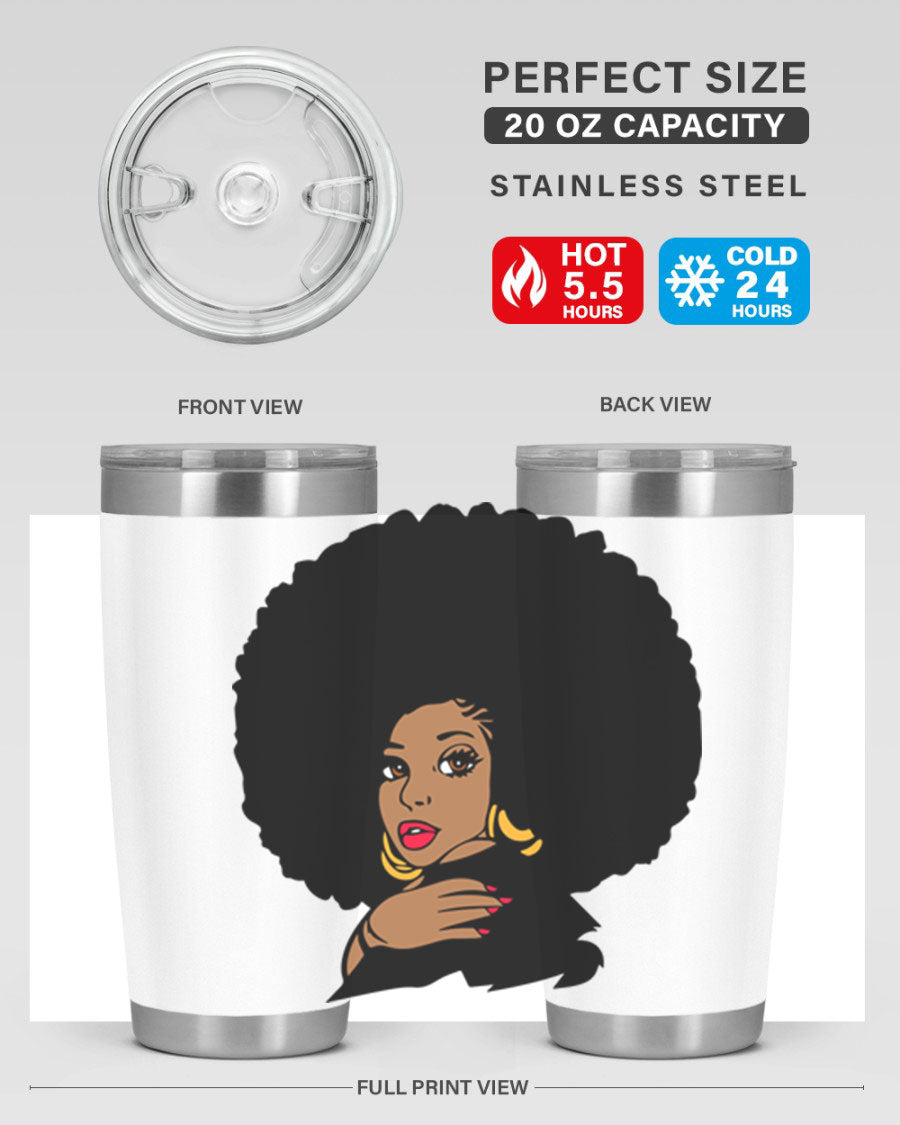 Black Women - Queen Tumbler, double wall vacuum stainless steel with copper lining, available in 20oz and 30oz sizes.