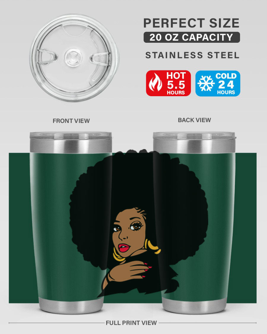 Black Women - Queen Tumbler, double wall vacuum stainless steel with copper lining, available in 20oz and 30oz sizes.