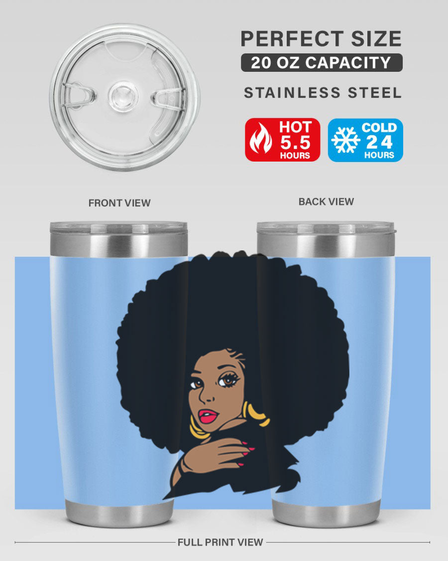 Black Women - Queen Tumbler, double wall vacuum stainless steel with copper lining, available in 20oz and 30oz sizes.