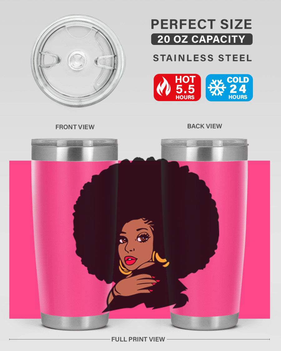 Black Women - Queen Tumbler, double wall vacuum stainless steel with copper lining, available in 20oz and 30oz sizes.