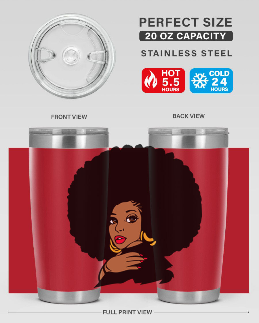 Black Women - Queen Tumbler, double wall vacuum stainless steel with copper lining, available in 20oz and 30oz sizes.