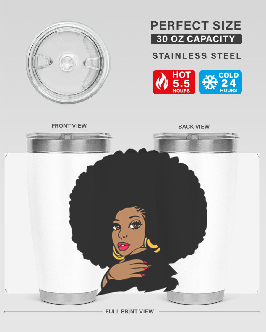 Black Women - Queen Tumbler, double wall vacuum stainless steel with copper lining, available in 20oz and 30oz sizes.