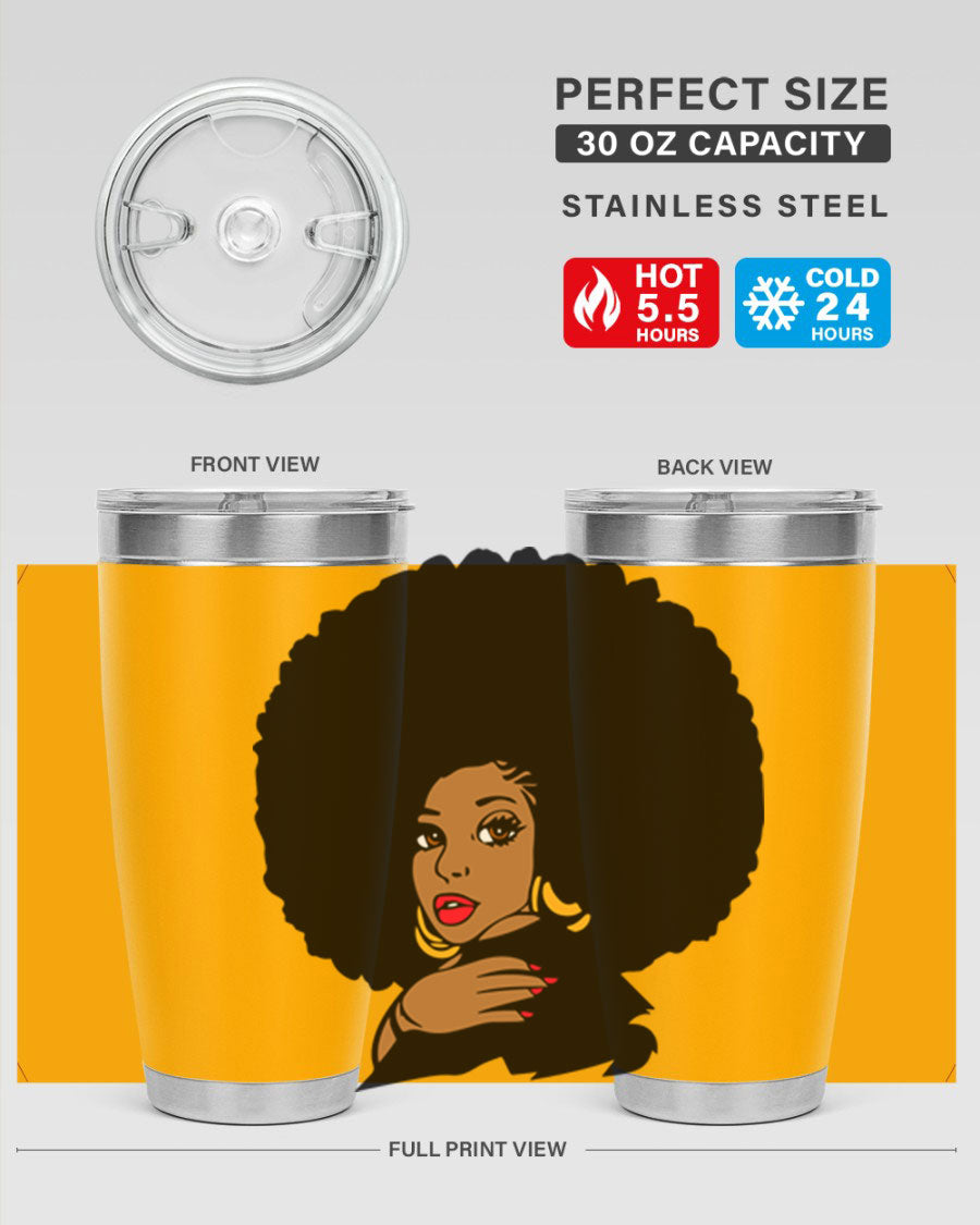 Black Women - Queen Tumbler, double wall vacuum stainless steel with copper lining, available in 20oz and 30oz sizes.