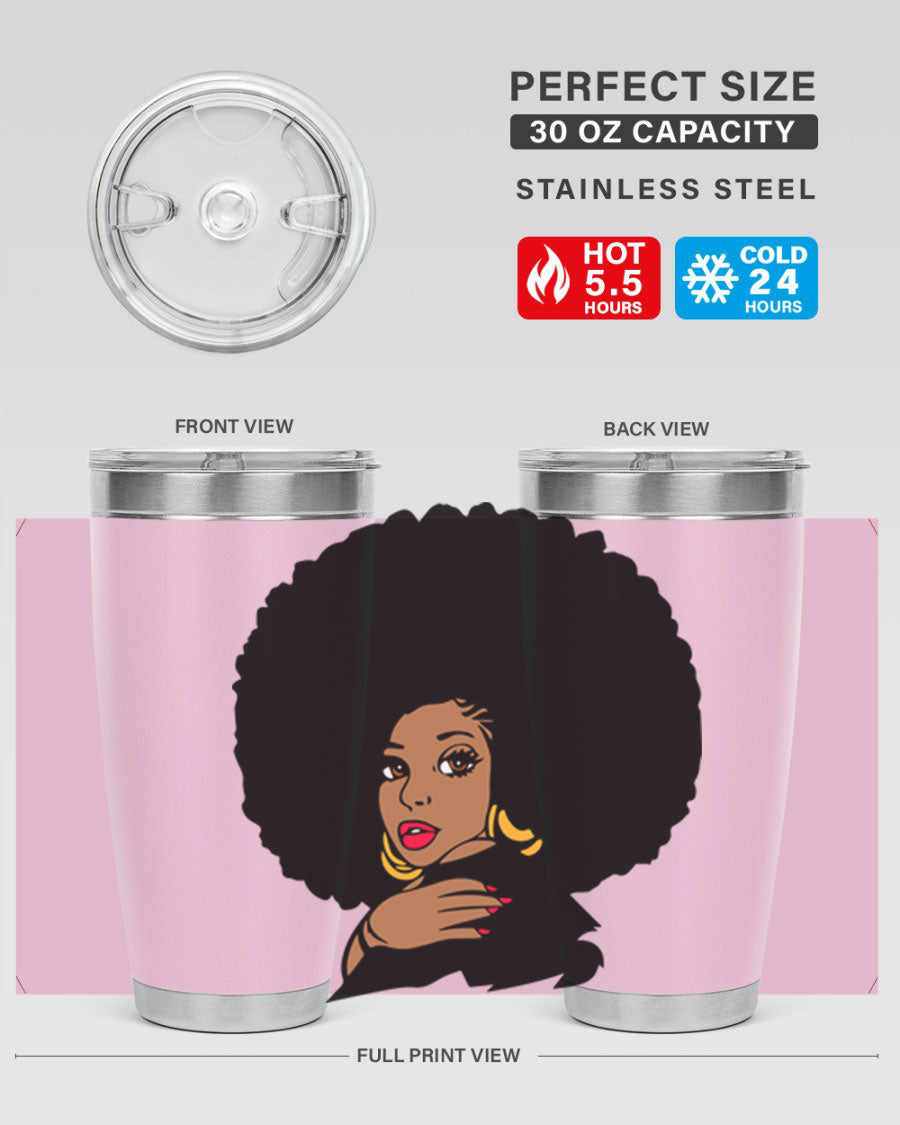 Black Women - Queen Tumbler, double wall vacuum stainless steel with copper lining, available in 20oz and 30oz sizes.