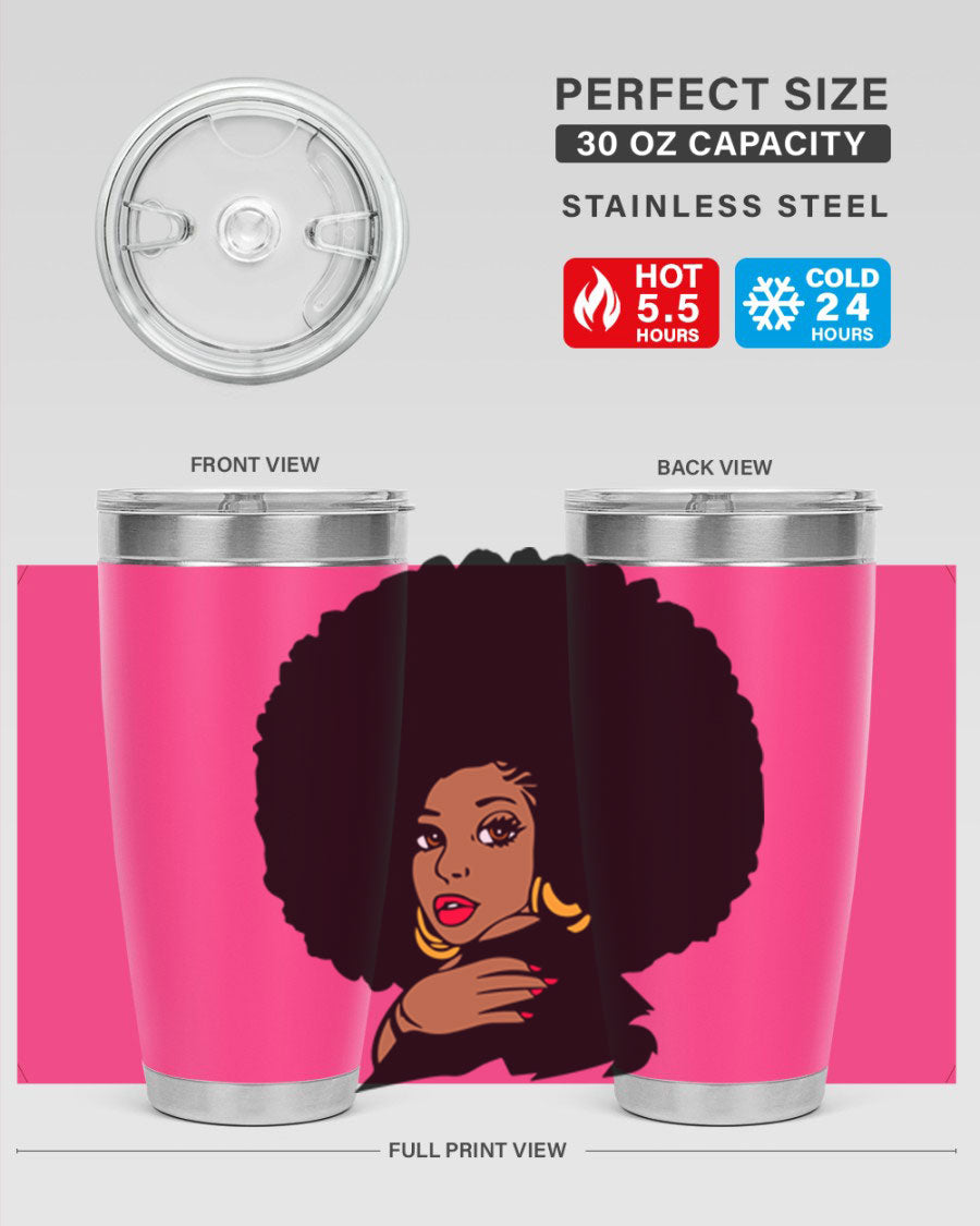 Black Women - Queen Tumbler, double wall vacuum stainless steel with copper lining, available in 20oz and 30oz sizes.