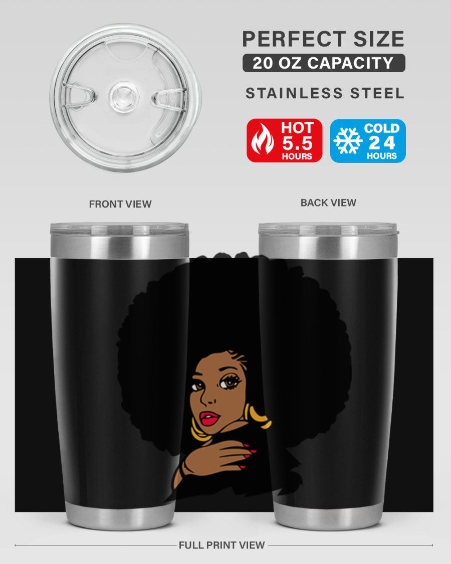 Black Women - Queen Tumbler, double wall vacuum stainless steel with copper lining, available in 20oz and 30oz sizes.