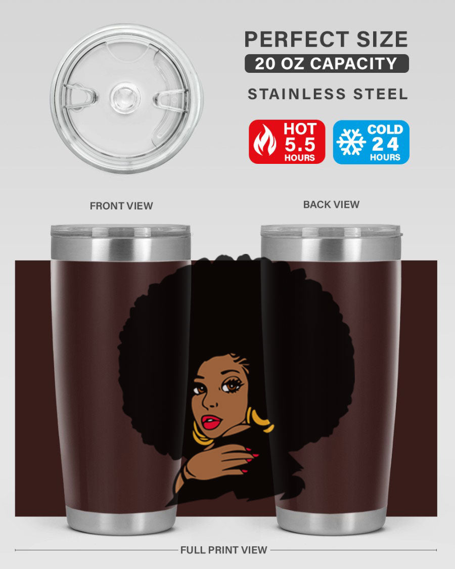 Black Women - Queen Tumbler, double wall vacuum stainless steel with copper lining, available in 20oz and 30oz sizes.