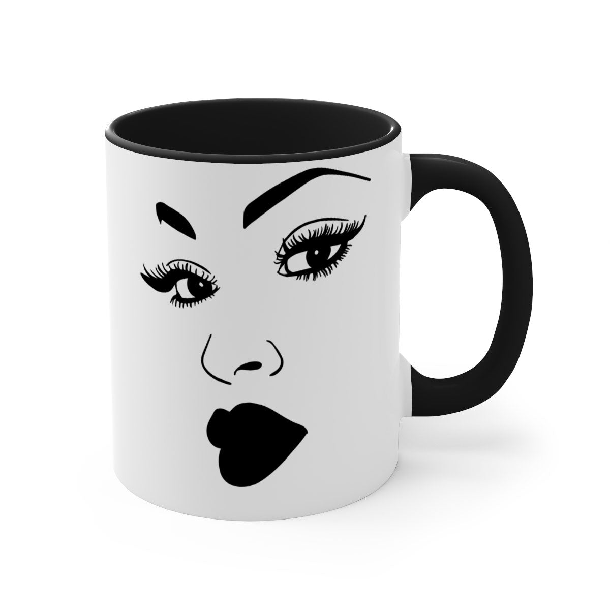 Black Women - Queen Mug featuring a glossy finish with a colored handle and interior, available in multiple colors.