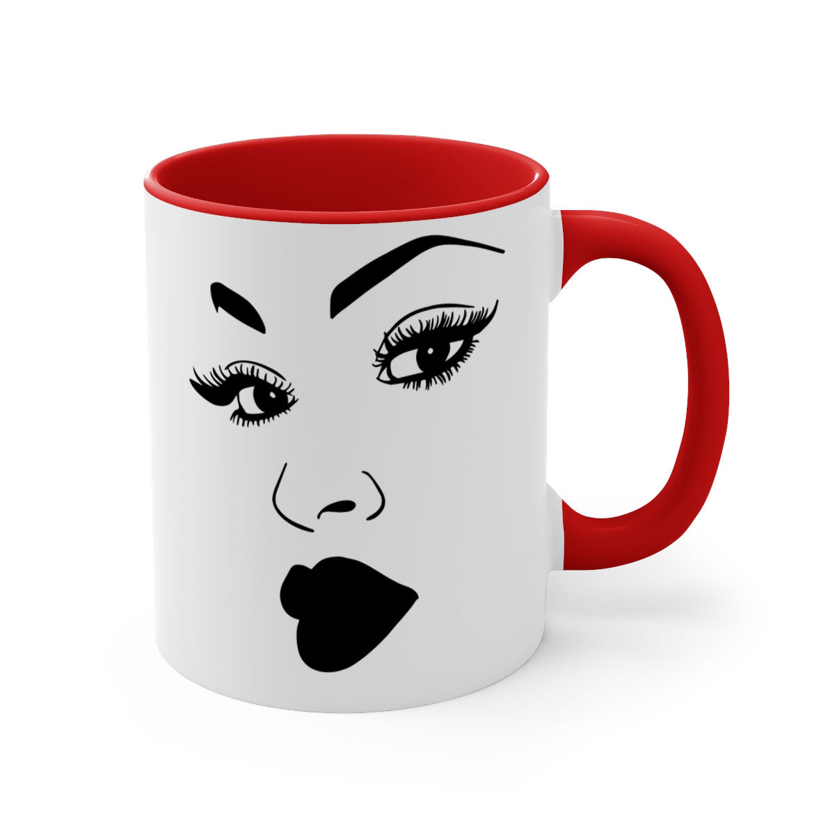 Black Women - Queen Mug featuring a glossy finish with a colored handle and interior, available in multiple colors.