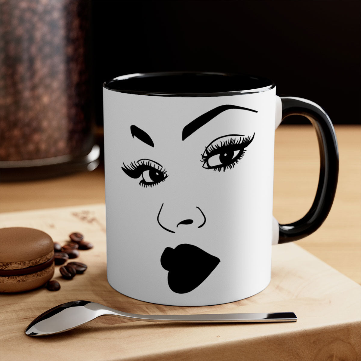 Black Women - Queen Mug featuring a glossy finish with a colored handle and interior, available in multiple colors.