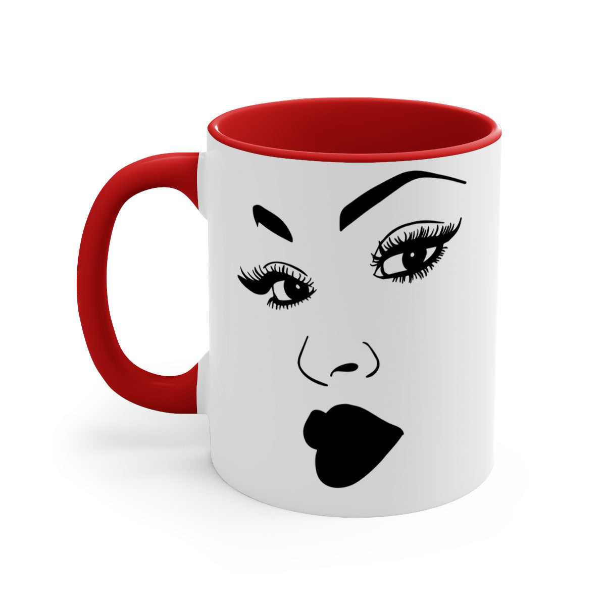 Black Women - Queen Mug featuring a glossy finish with a colored handle and interior, available in multiple colors.