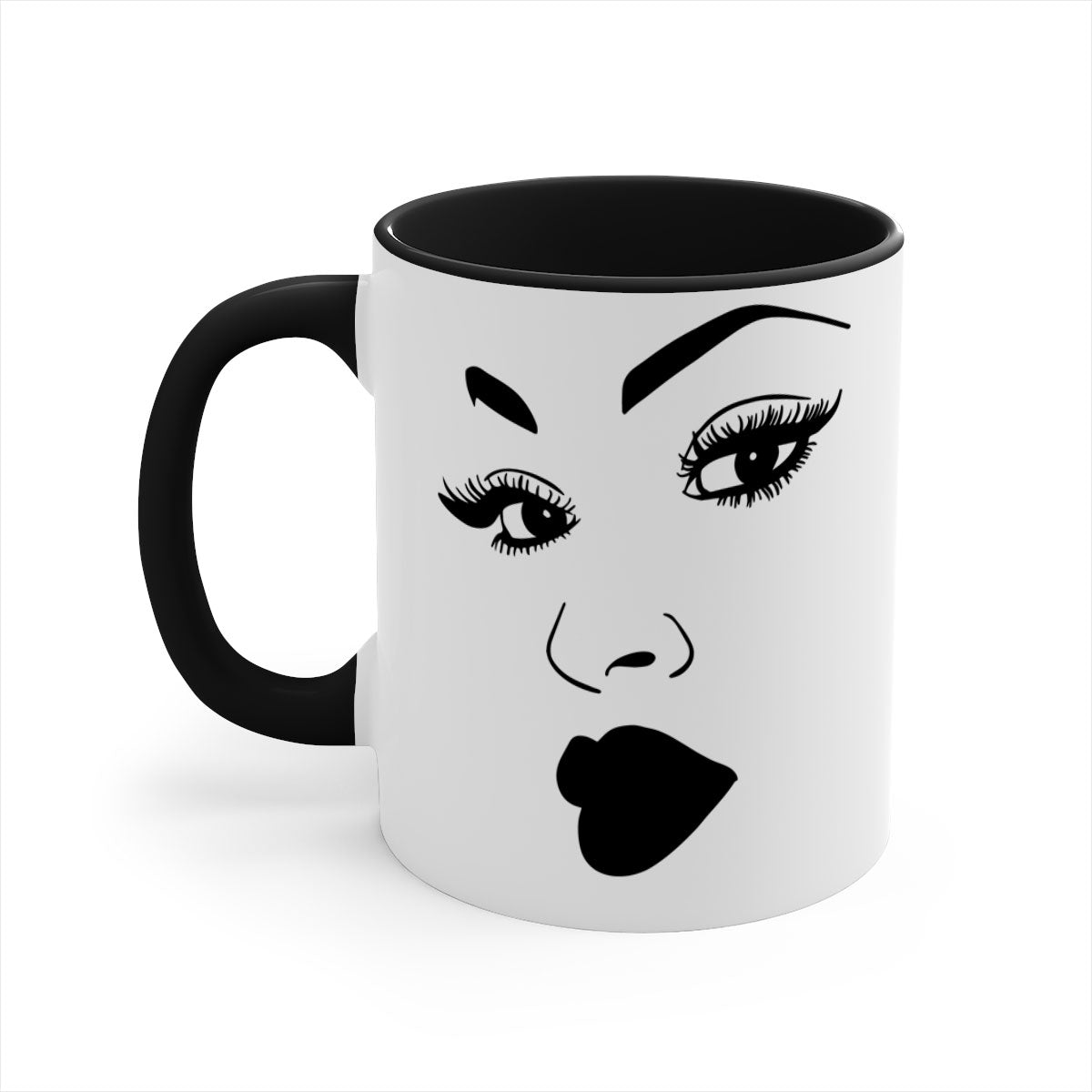 Black Women - Queen Mug featuring a glossy finish with a colored handle and interior, available in multiple colors.