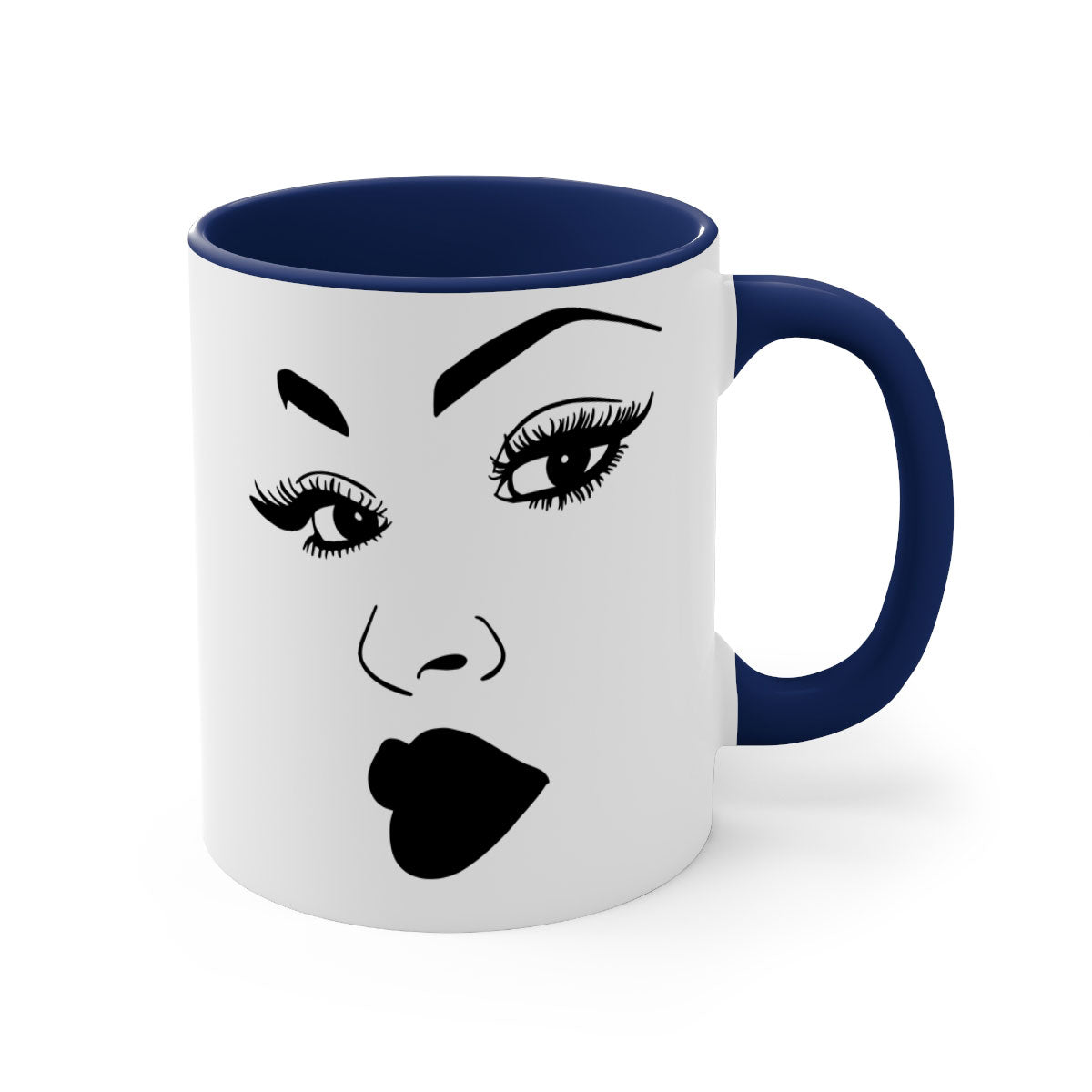 Black Women - Queen Mug featuring a glossy finish with a colored handle and interior, available in multiple colors.