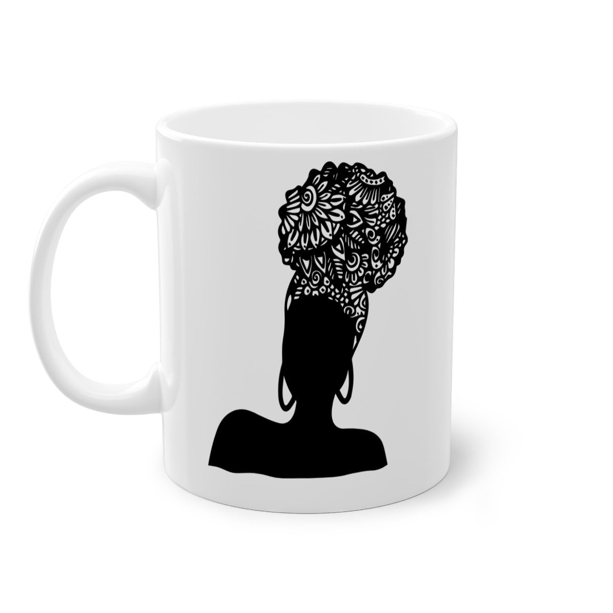 Black Women - Queen Mug featuring a glossy finish, colored handle, and interior, available in multiple colors and sizes.