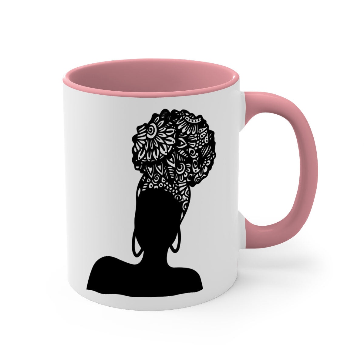 Black Women - Queen Mug featuring a glossy finish, colored handle, and interior, available in multiple colors and sizes.