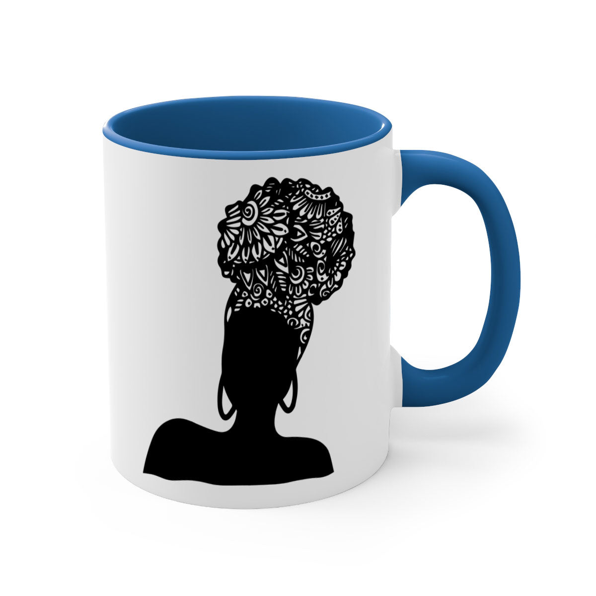 Black Women - Queen Mug featuring a glossy finish, colored handle, and interior, available in multiple colors and sizes.