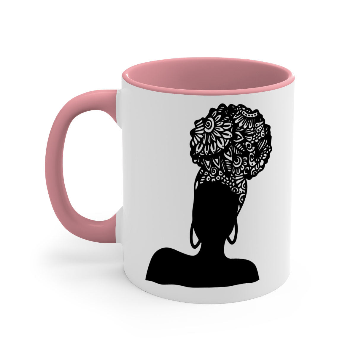 Black Women - Queen Mug featuring a glossy finish, colored handle, and interior, available in multiple colors and sizes.