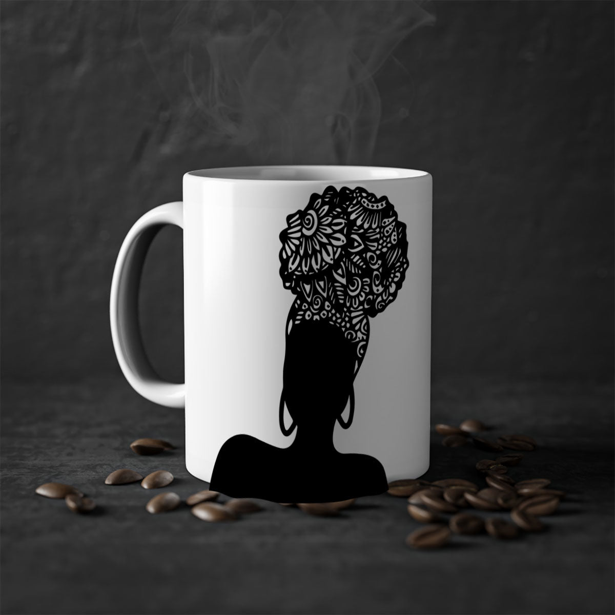 Black Women - Queen Mug featuring a glossy finish, colored handle, and interior, available in multiple colors and sizes.