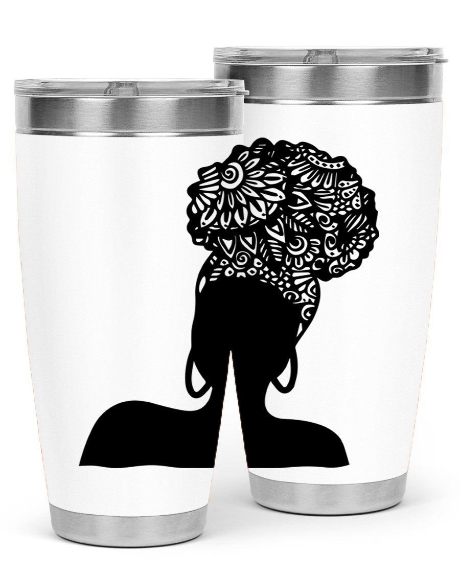 Black Women - Queen 14# Tumbler, 20oz and 30oz sizes, double wall vacuum stainless steel with copper lining, stylish and functional drinkware.