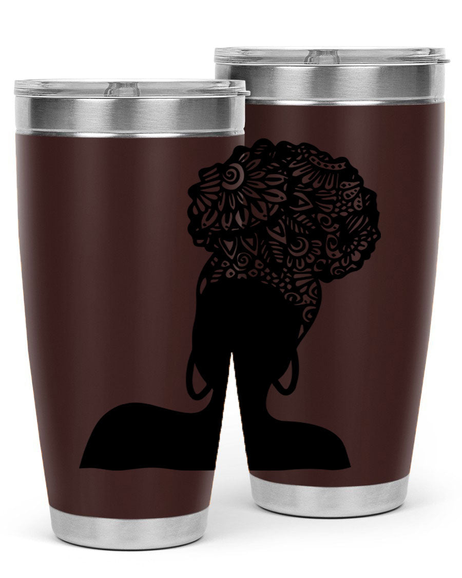 Black Women - Queen 14# Tumbler, 20oz and 30oz sizes, double wall vacuum stainless steel with copper lining, stylish and functional drinkware.