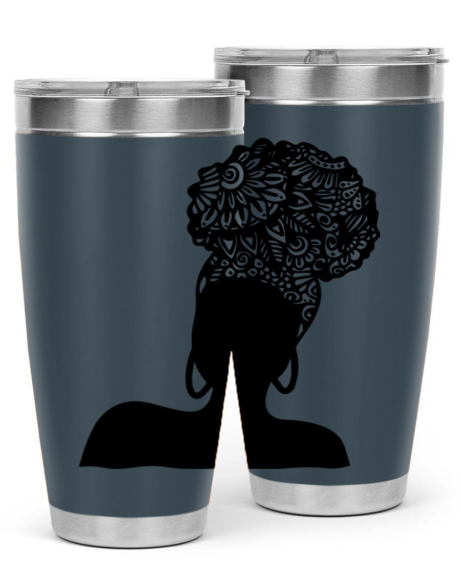 Black Women - Queen 14# Tumbler, 20oz and 30oz sizes, double wall vacuum stainless steel with copper lining, stylish and functional drinkware.