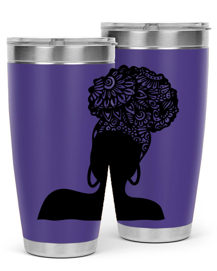 Black Women - Queen 14# Tumbler, 20oz and 30oz sizes, double wall vacuum stainless steel with copper lining, stylish and functional drinkware.